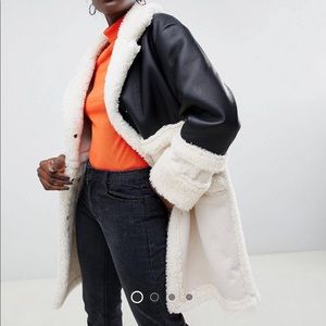 ASOS Leather Look Midi Aviator Jacket
